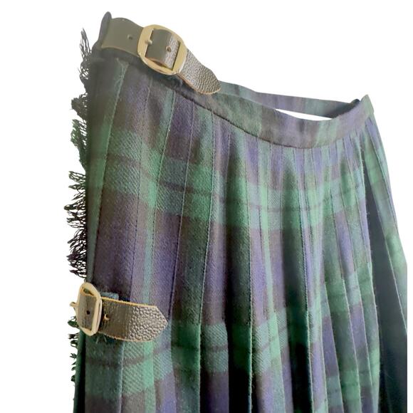 Macnab Scottish Tartan Wool Kilt Skirt Women’s L Plaid Wrap Pleated Fringe 32” - Picture 7 of 10